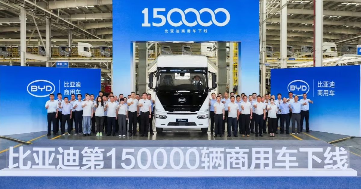 BYD 150.000'inci Ticari Elektrikli Aracını Üretti: 800 Beygirlik Q3 Elektrikli Kamyon